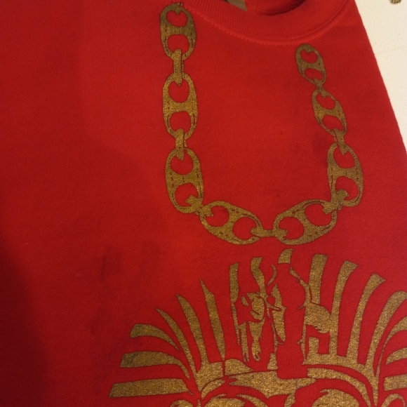 FLAUNCY Fit Sweat Shirt ALL SEEING EYE Red Gold Graphic Print Size XL/54 - Picture 9 of 9